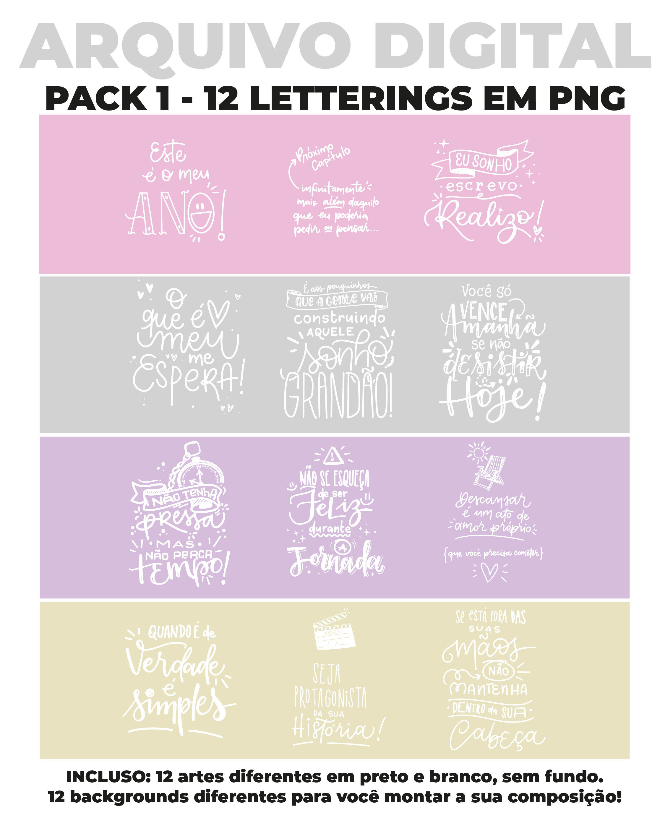 Kit 2 Pack (12 letterings) - Imagem 2
